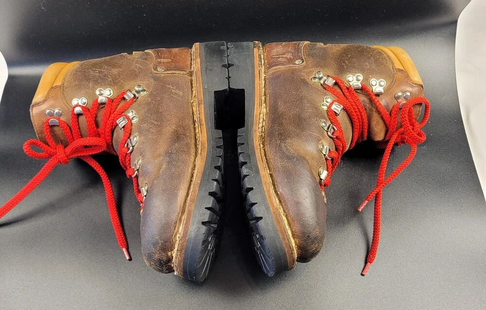 Vintage Kastinger Mountaineering Boots Mens 8.5 Brown Leather Vibram 70s Austria